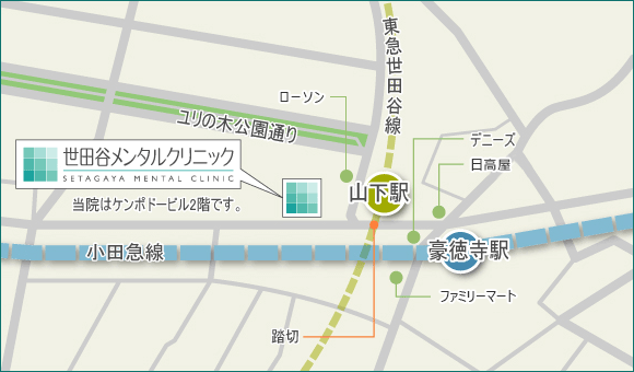 世田谷メンタルクリニックの地図